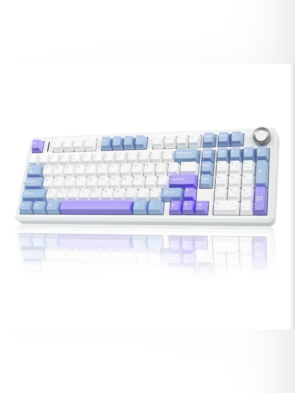 AULA F99 Pro Tri-Mode Wireless Mechanical Keyboard w/ Knob, Blue Purple White
